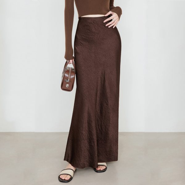 Women’s Summer Satin High Waist Elastic Long Skirt - Image 2