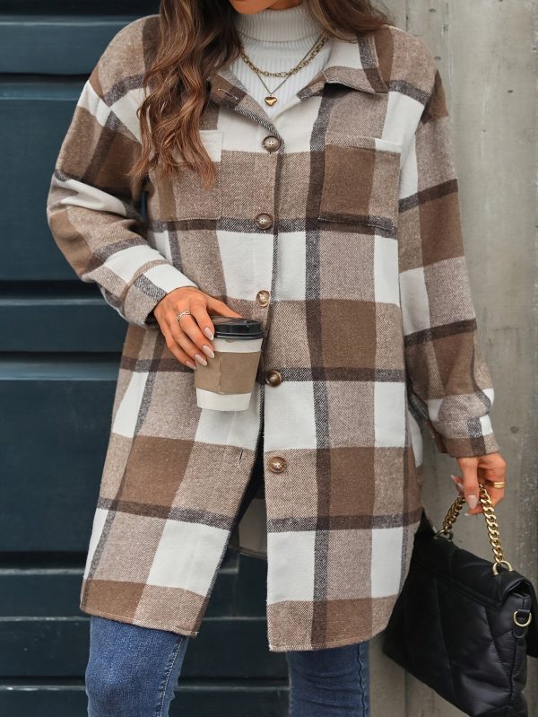 Women’s Plaid Single-Breasted Long Sleeve Cardigan - Image 2