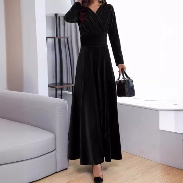 Women’s Sexy Pleuche Dress for Spring and Autumn - Image 3