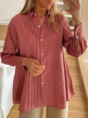 Women’s Single-Breasted Solid Color Cardigan Shirt