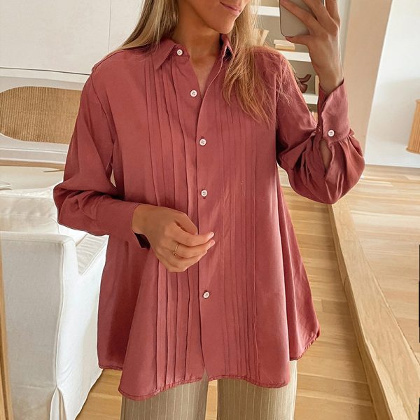 Women’s Single-Breasted Solid Color Cardigan Shirt