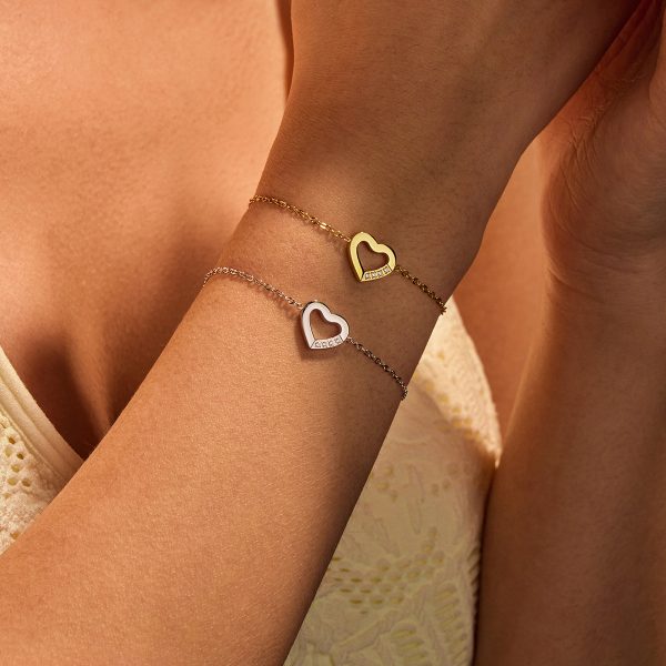 Peach Heart Hollow Out Cutout Stainless Steel Bracelet Minority