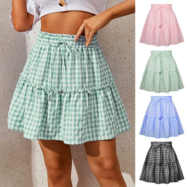 Popular Women’s Pleating Plaid Printed Skirt - Image 4