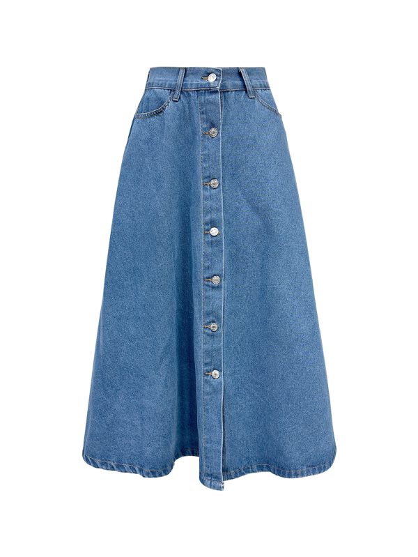 Elegant High-Waist Big Swing Denim Skirt for Women - Image 2