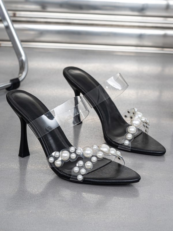 French Transparent Pearl High Heel Sandals for Women - Image 4