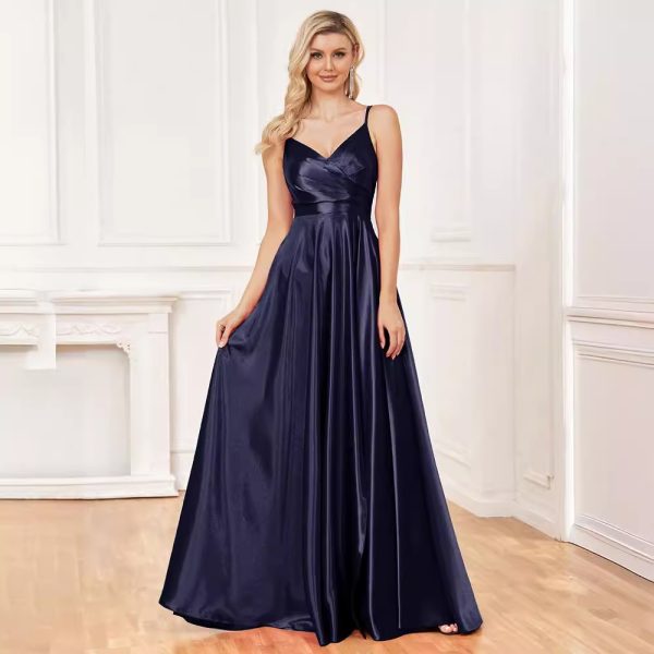 Backless Blue Silk Maxi Dress - Bridesmaid & Evening Wear