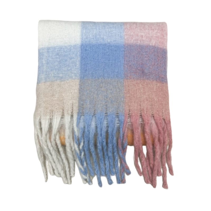 High-Grade Plaid Mohair Scarf for Women - Thick & Warm Winter Shawl - Image 3