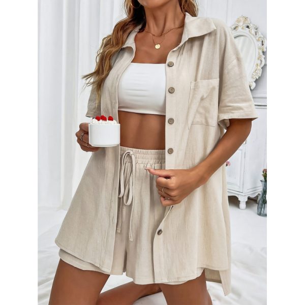 Spring Short Sleeve Cardigan & Shorts Two-Piece Set - Image 4