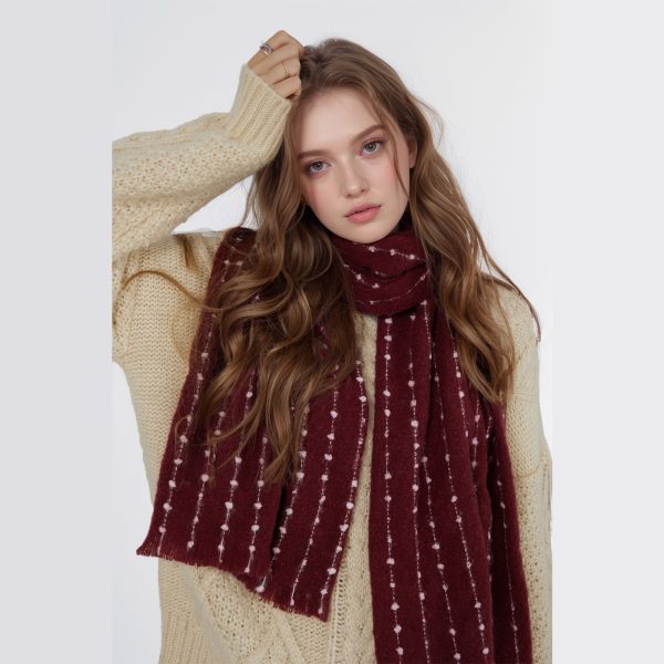 Autumn Winter Women’s Solid Color Polka Dot Scarf - Image 2