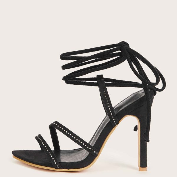 Lace-Up Diamond Stiletto Heel Sandals for Women - Image 2