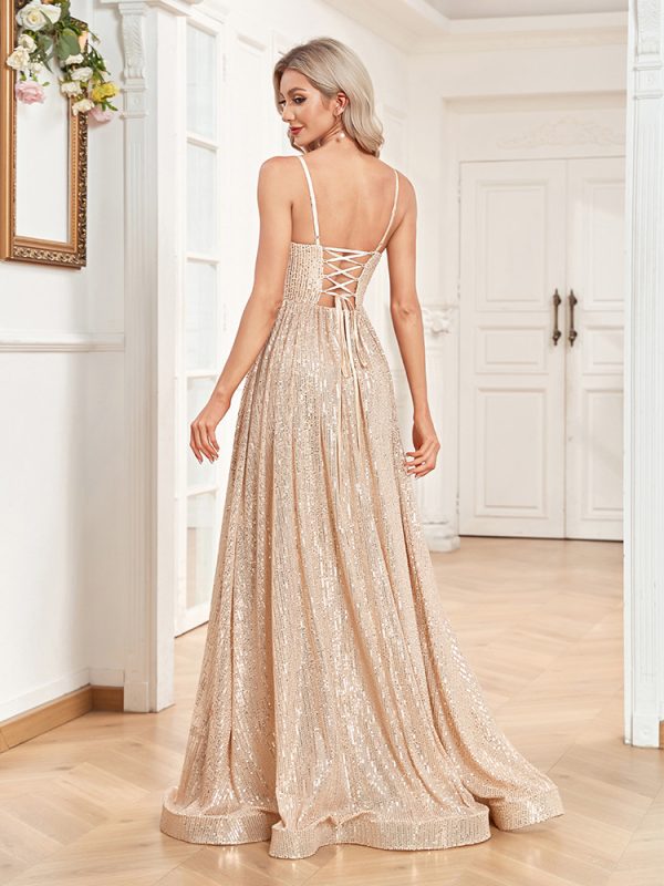 Women’s Sequined Backless Evening Dress - Image 2