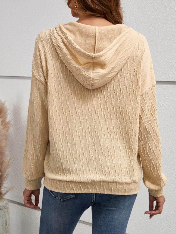 Hooded Loose Casual Solid Color Knitted Sweatshirt for Women - Image 4