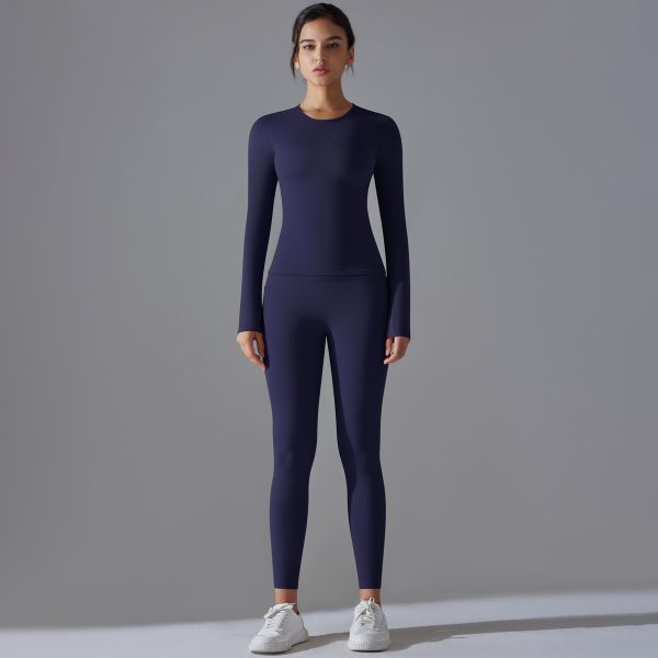 Celebrity Winter Brushed Long Sleeve Yoga Top and High-Strength Workout Set for Pilates - Image 2