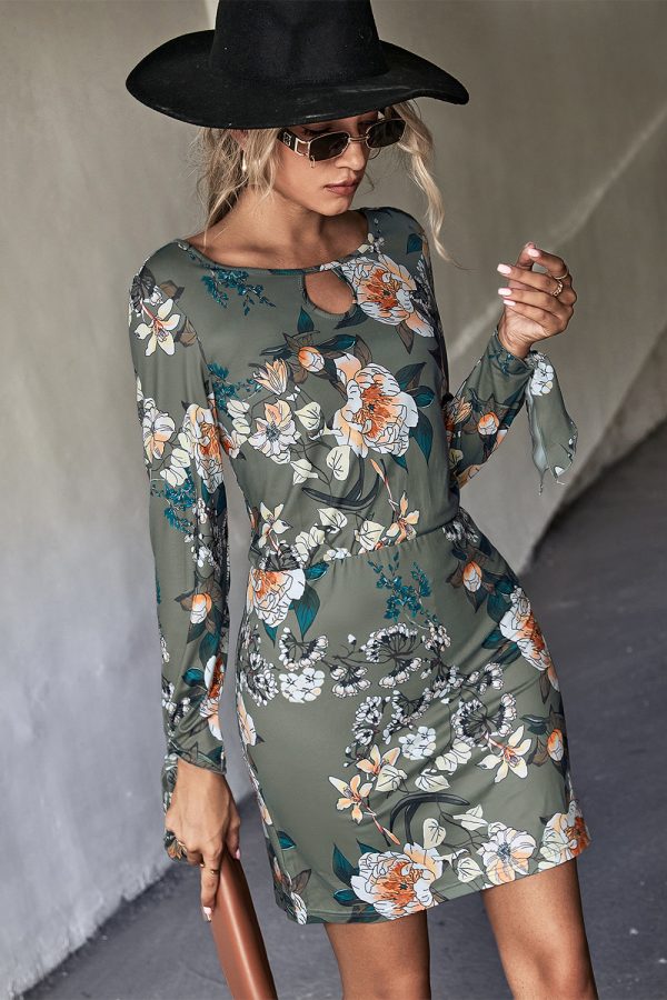 Autumn Women’s Lace Printed Sleeves Dress - Image 4