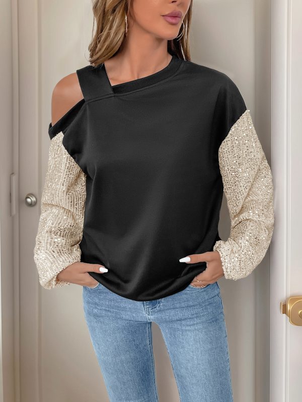 Women’s Off-Shoulder Sequined Multicolor Hoodie - Image 2