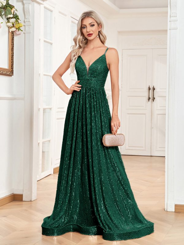 Women’s Sequined Backless Evening Dress - Image 8