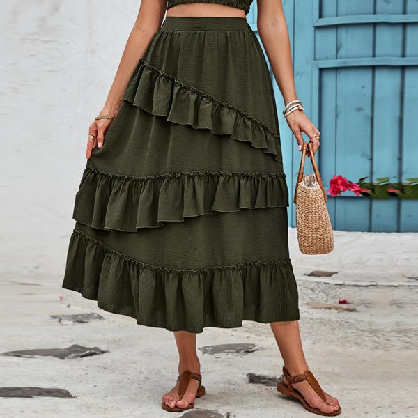 Women’s High-Waist Tiered Mid-Length Pleated Dress - Image 2