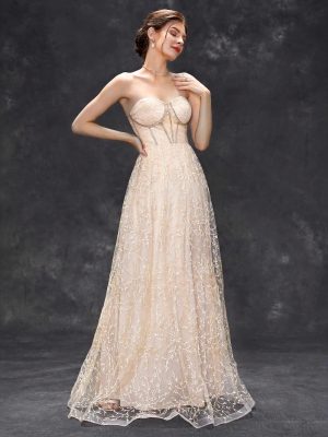 Women’s Champagne Tube Top Maxi Dress