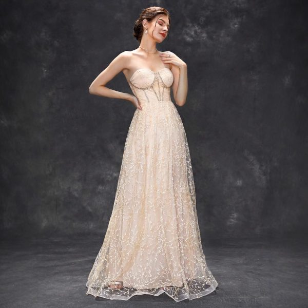 Women’s Champagne Tube Top Maxi Dress