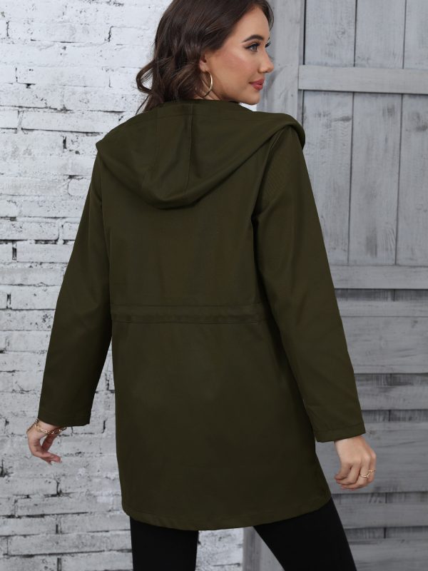 Spring Autumn Women's Anorak Coat - Mid-Length Waist-Defining Jacket - Image 3