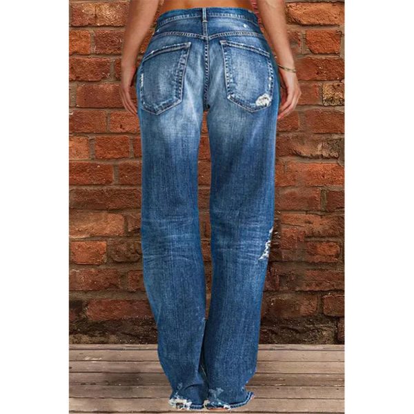 Women’s Mid-Waist Denim Trousers with Classic Straight-Leg Fit - Image 2