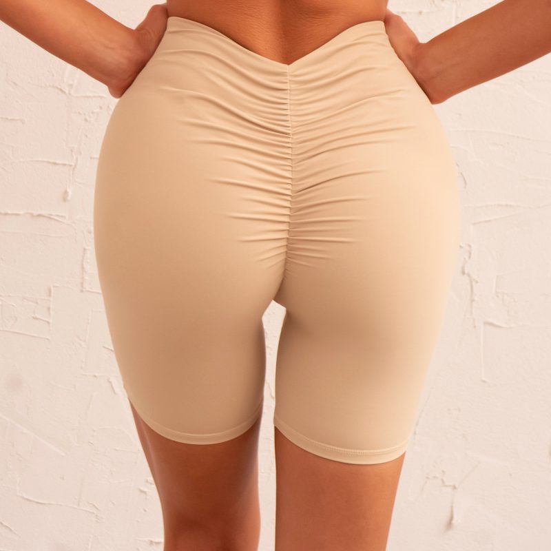 V-Type Pleated High-Waist Fitness Shorts for Women - Image 4
