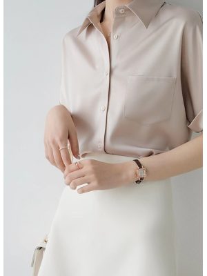 Summer Casual Satin Short Sleeved Shirt