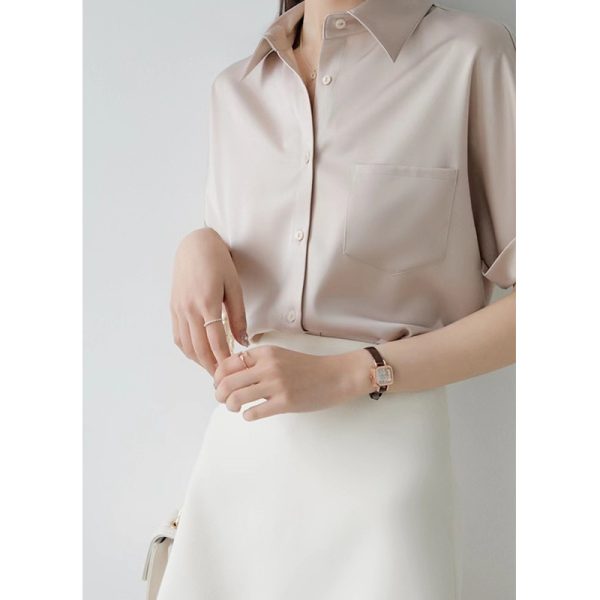 Summer Casual Satin Short Sleeved Shirt