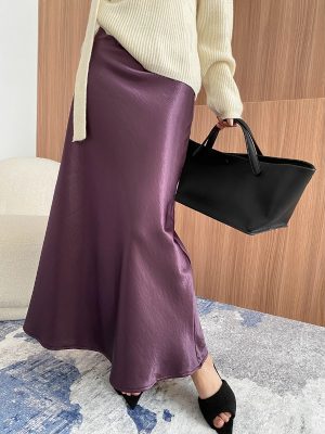 High-End Fleece-Lined Satin Micro Fishtail Skirt