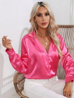 Popular Real Collar Satin Shirt