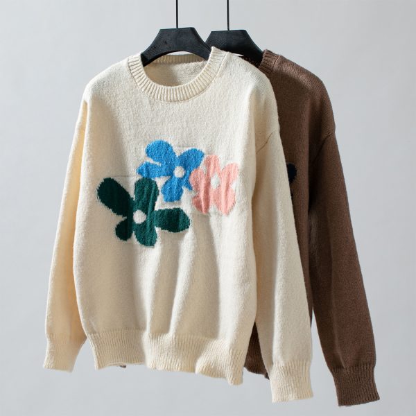 Floral Knitted Sweater for Women Autumn Winter - Image 3