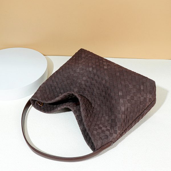 High-Quality Woven Frosted Tote Shoulder Handbag Autumn Winter - Image 3