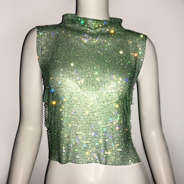 Luxury Rhinestone Turtleneck Diamond Vest - Image 6