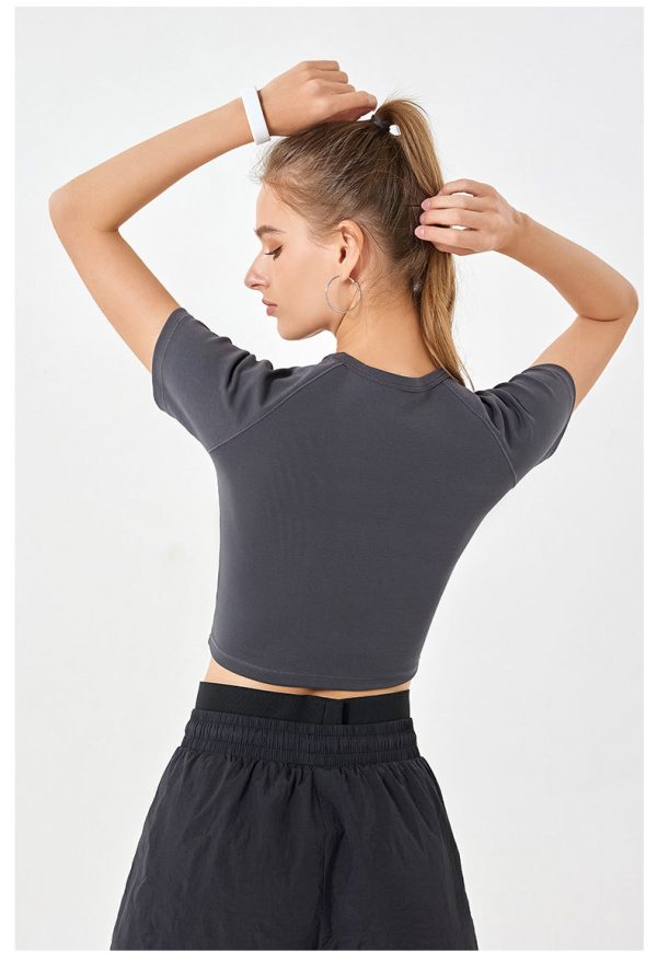 Hyaluronic Acid Pure Cotton Short Cropped Yoga Short Sleeve - Image 3