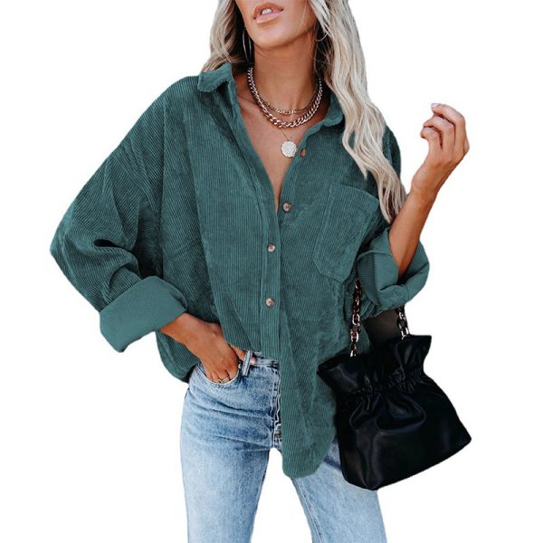 Autumn Winter Women’s Oversized Corduroy Loose Casual Shirt - Image 2