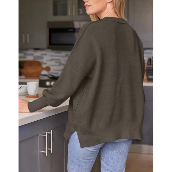 Women Round Neck Batwing Long Sleeved Sweater Autumn Knitted Pullover - Image 2