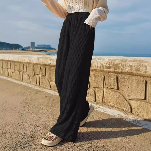 Women’s Loose Fit Black Drooping Wide Leg Pants - Image 4