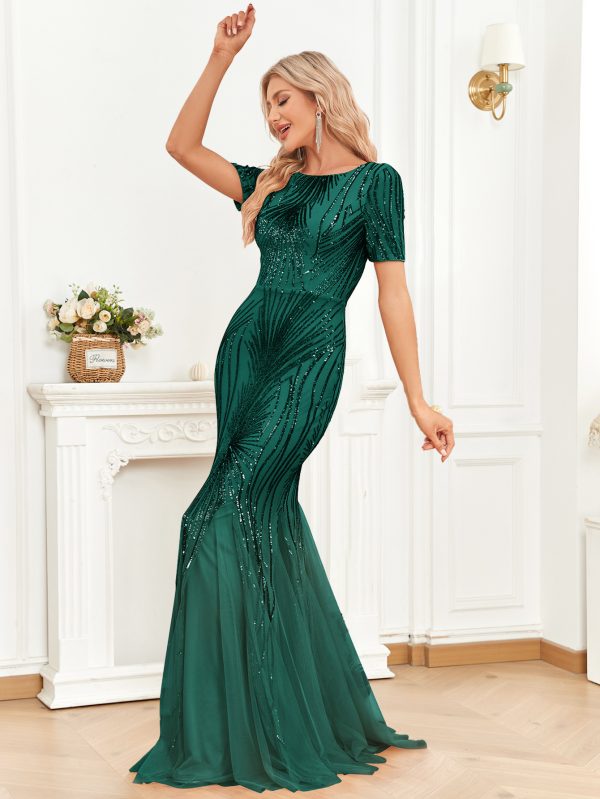 Green Beaded Fishtail Maxi Dress - Bridesmaid & Cocktail Gown - Image 3