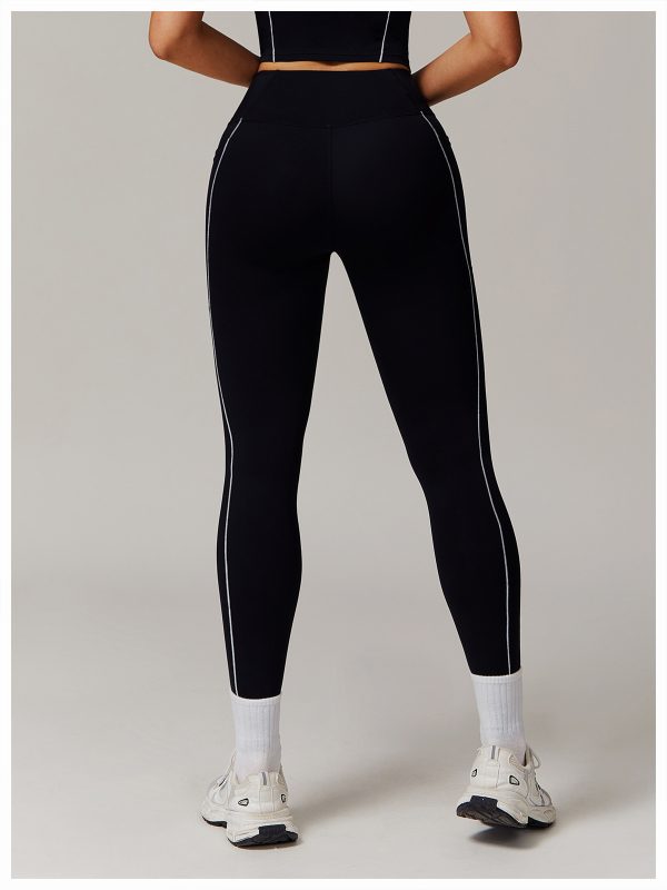 Contrast Color High Waist Nude Feel Pocket Yoga Pants - Image 3