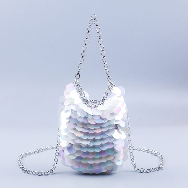 Shiny Buling Metal Scale Sequin Handwoven Crossbody Phone Bag