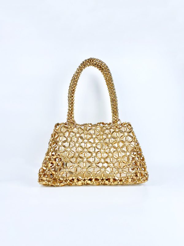 Handmade Pearl Hollow Woven Underarm Tote Bag for Women - Image 4