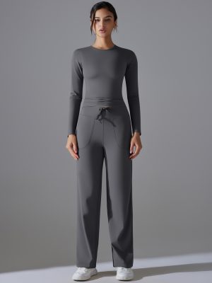 Nude-Feel Skin-Friendly Long Sleeve Yoga Wear Set with High-Strength Workout Clothes