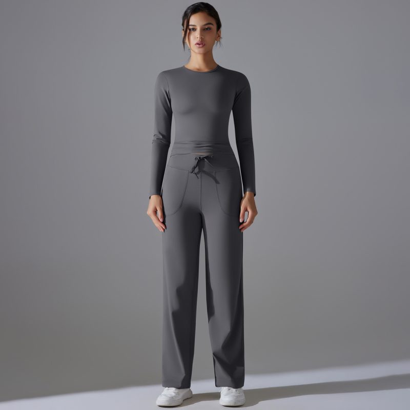 Nude-Feel Skin-Friendly Long Sleeve Yoga Wear Set with High-Strength Workout Clothes