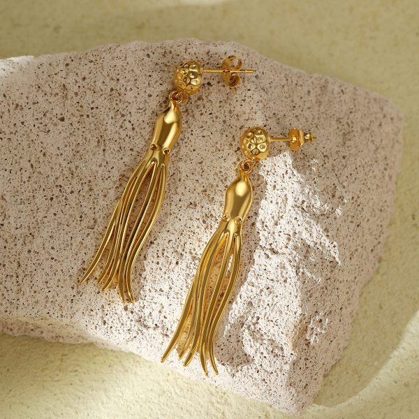 Cute Octopus Titanium Steel Tassel Earrings - Personality Design