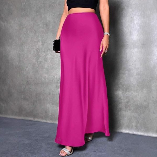 Women’s Satin A-Line Long Skirt