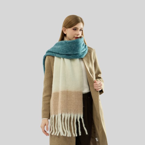 Color-Matching Mohair Tassel Scarf for Women