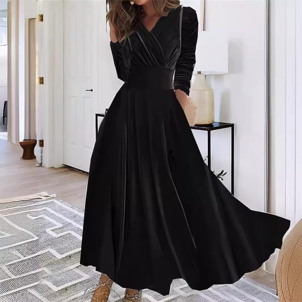 Women’s Sexy Pleuche Dress for Spring and Autumn