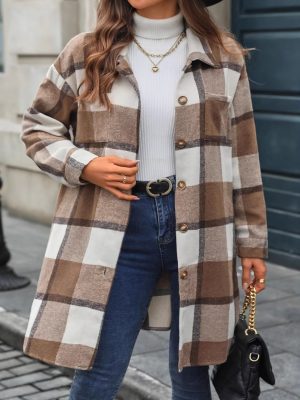 Women’s Plaid Single-Breasted Long Sleeve Cardigan