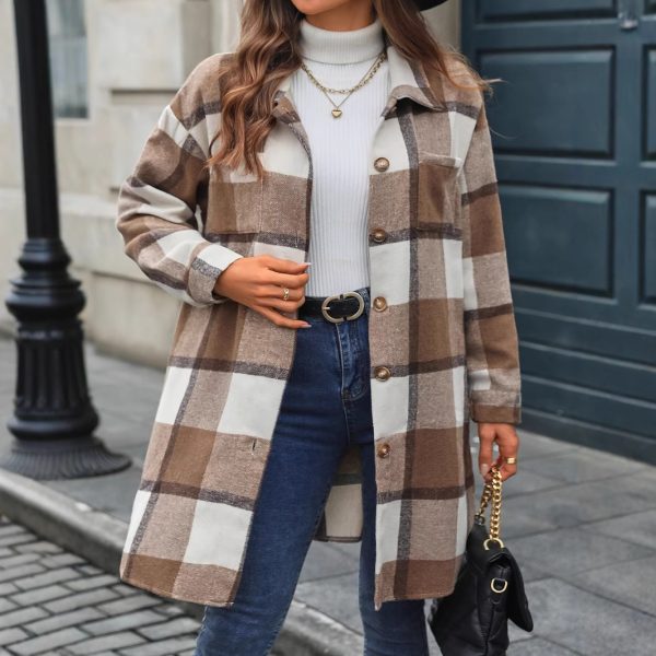 Women’s Plaid Single-Breasted Long Sleeve Cardigan