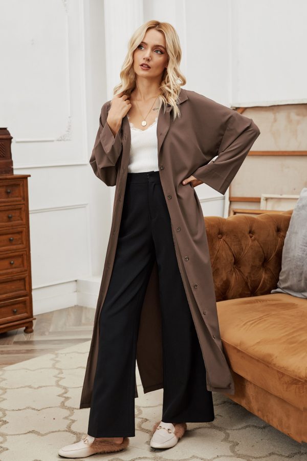 Belted Single-Breasted Swing Coat – Autumn Winter Overknee Coat - Image 2